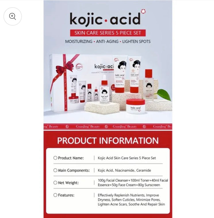 GuanJing Beauty Kojic Acid Skin Care Series 5 Piece Set